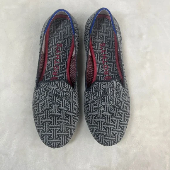 Rothy's The Loafer Women's sz 7 Gray Charcoal Grid Retired Flats